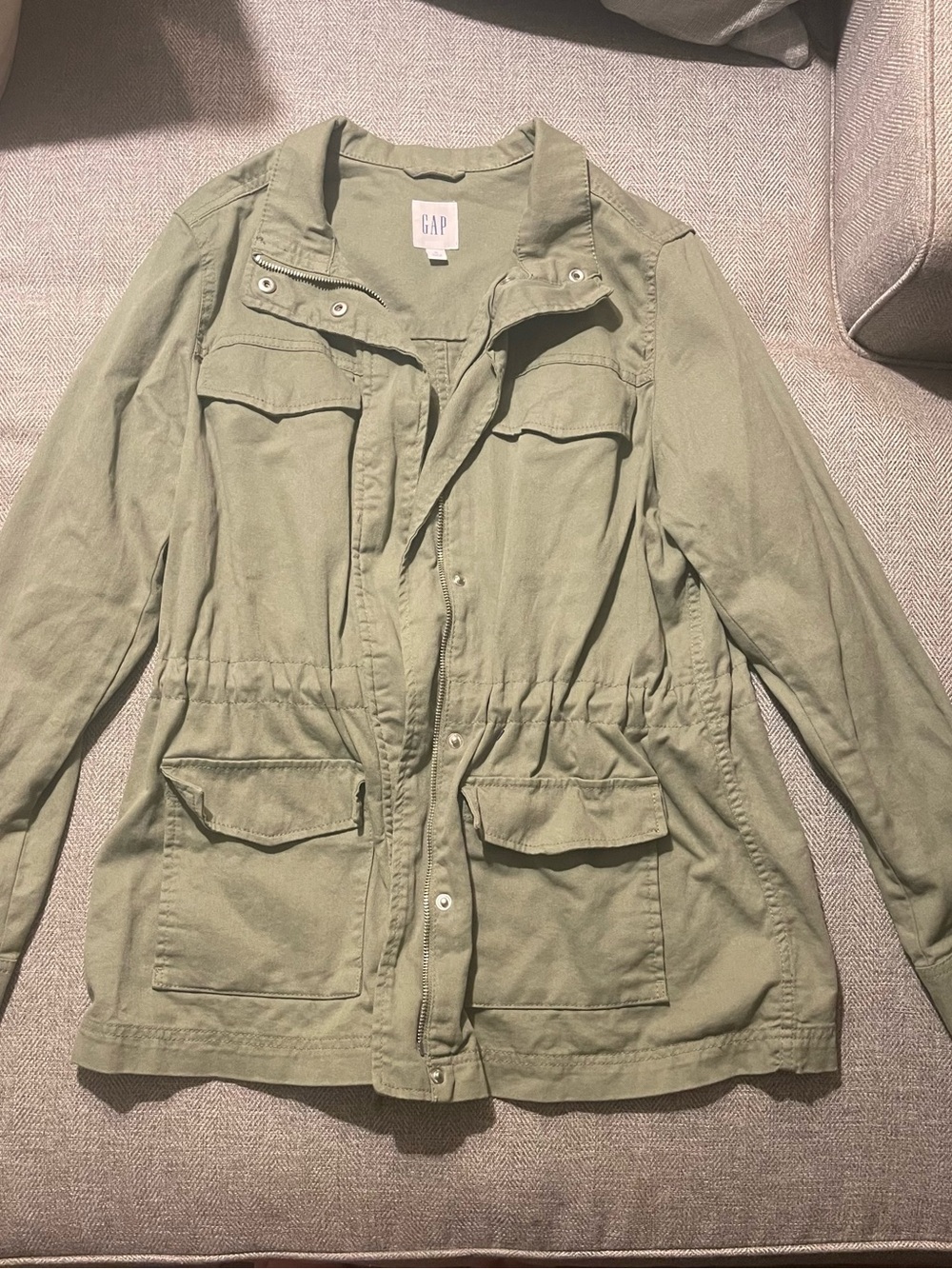 GAP Olive Green Utility Cargo Field Jacket Drawstring Waist Size M